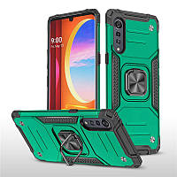 Протиударний чохол із підставкою для LG Velvet 5G зелений захисний бампер