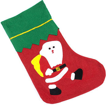 Новорічний чобіт "Санта Клаус" 32х25см, носок для різдвяних декорацій, набір 12 шт