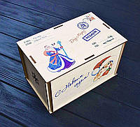 Новогодняя упаковка деревянная коробка-посылка от деда Мороза
