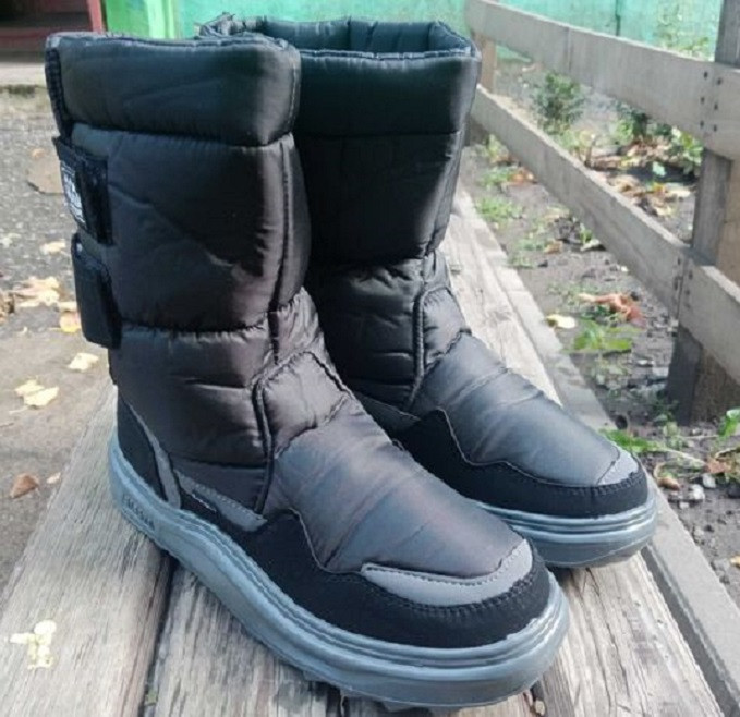Чёрные дутики Аляска, мужские зимние сапоги, ботинки на меху, термосапоги. Высокие - фото 2 - id-p1532333089