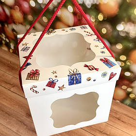 Коробка для пряникового будиночка, подарунка, 170*170*170 мм, з вікном, "Подарункова"