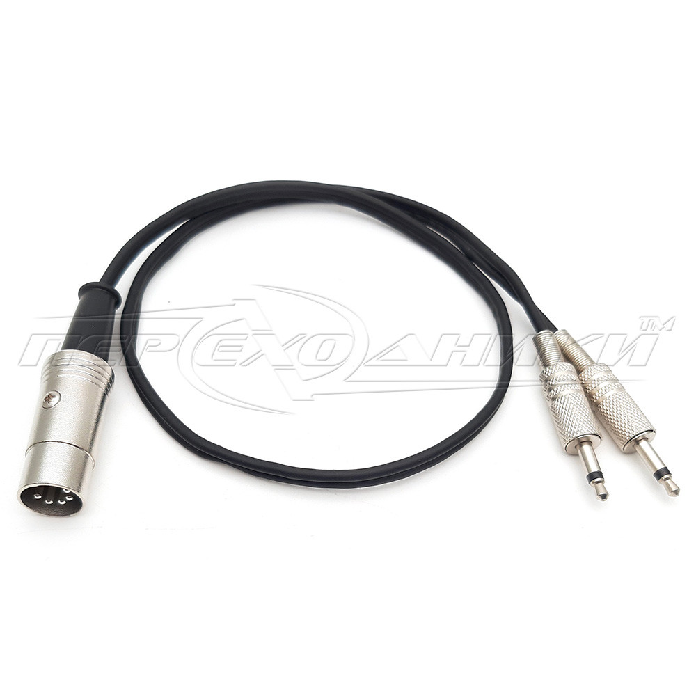 Кабель MIDI 5 pin DIN to 2 х 3.5 мм моно в екрані (висока якість), метал