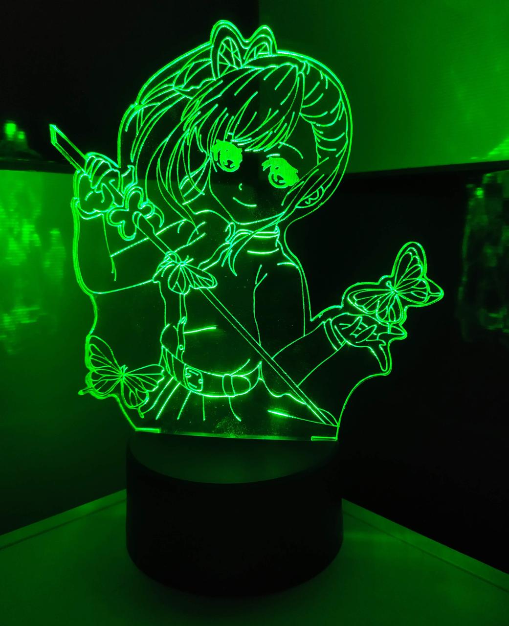 3d-світильник Аніме Цуюри Канао, 3д-нічник, кілька підсвічувань (на батарейці), фото 1