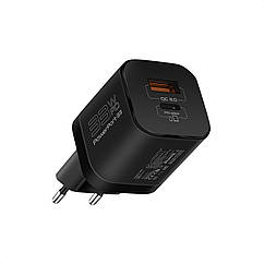 Мережевий зарядний пристрій Promate PowerPort-33 Вт USB-C+USB-A Black (powerport-33.black)