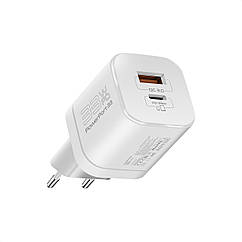 Мережевий зарядний пристрій Promate PowerPort-33 Вт USB-C+USB-A White