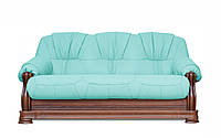 Кожаный диван Барон, с французской раскладушкой, голубой