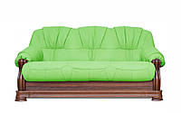 Кожаный диван Барон, с французской раскладушкой, зеленый