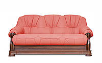 Кожаный диван Барон, с французской раскладушкой, красный