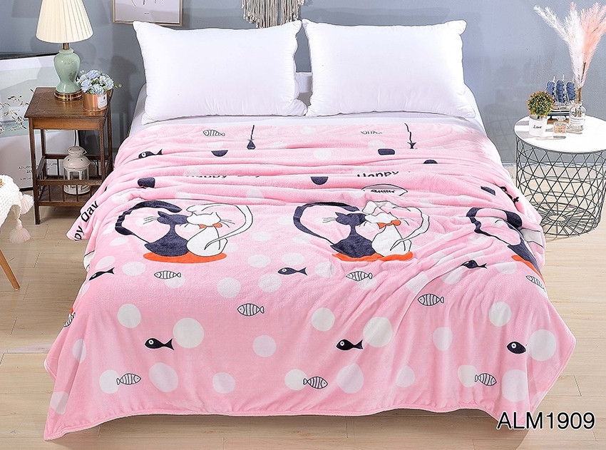 Плед покривало 200х220 велсофт Щасливий котики на ліжко, диван