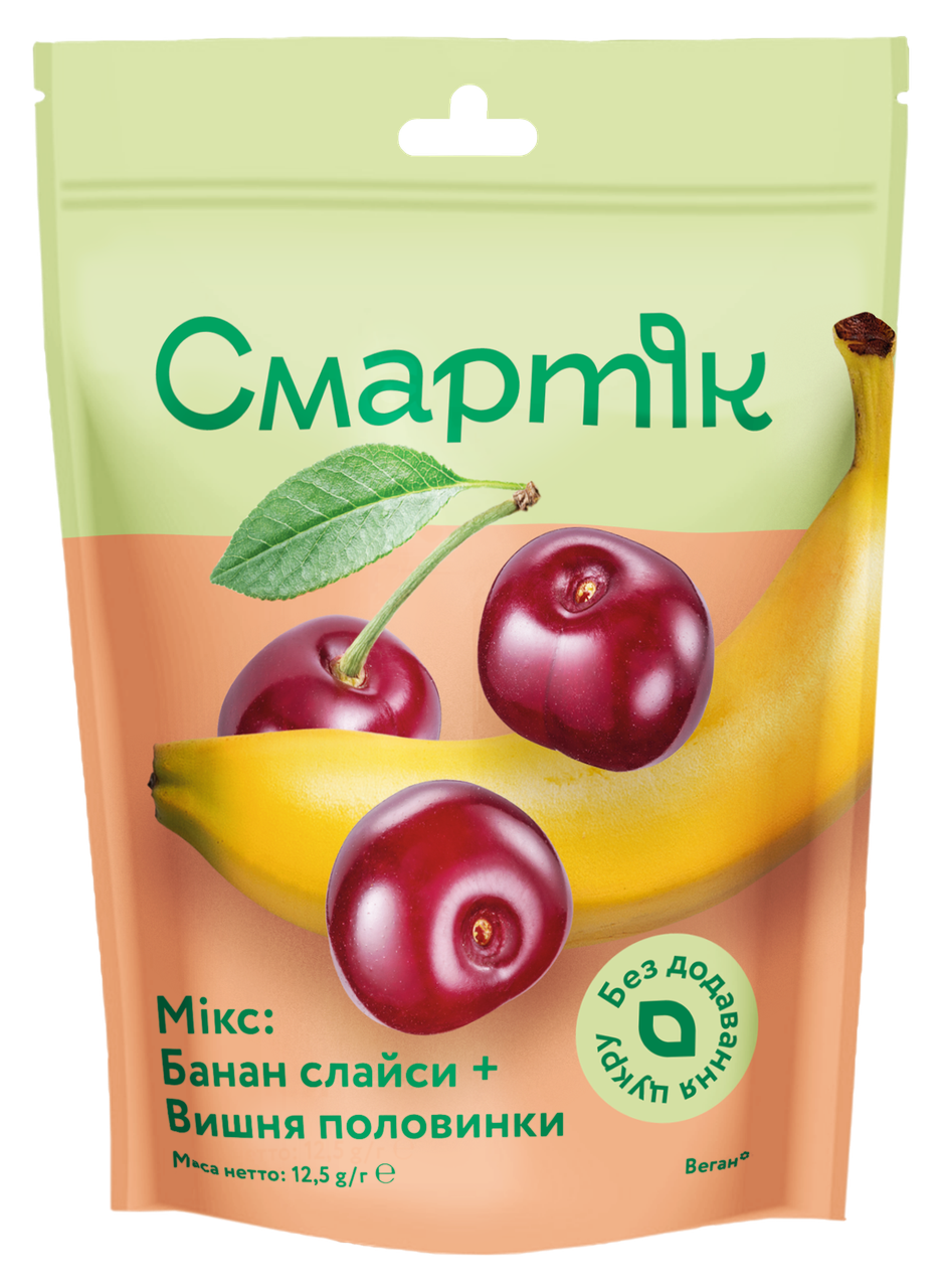 Мікс: банан слайси+вишня половинки Смартік 12.5г, фото 1