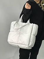 Женская стильная стеганая дутая сумка в расцветках, сумка на плечо, дутик, сумка на молнии, сумка модная Белый