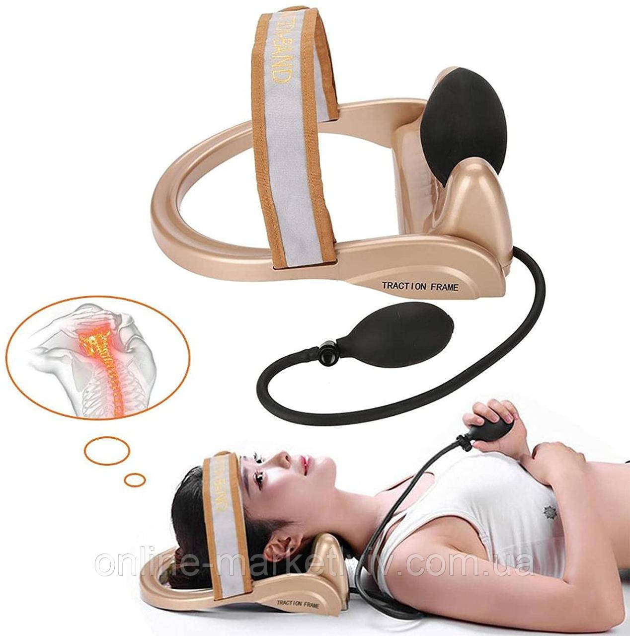Тренажер корректор для шеи Сervical vertebra traction / Массажер для коррекции шейного отдела позвоночника, фото 1