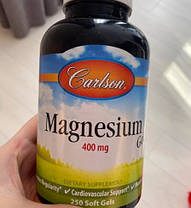 Магній оксид Carlson Labs Magnesium Gels 400 mg 250 гелевих капсул, фото 3