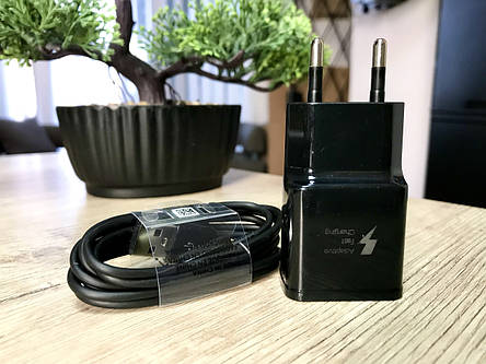 Зарядний пристрій для Samsung Fast Charging Type-C Galaxy s9 s9+ s8 s8+ Note 8 9 a8 чорний, фото 1