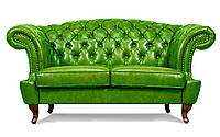 Двухместный диван Chester Glost, в натуральной коже, зеленый
