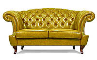 Двухместный диван Chester Glost, в натуральной коже, желтый