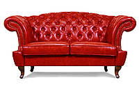 Двухместный диван Chester Glost, в натуральной коже, красный