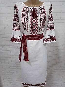 Вишиванка жіноче біле плаття Льон домотканий "Люба"