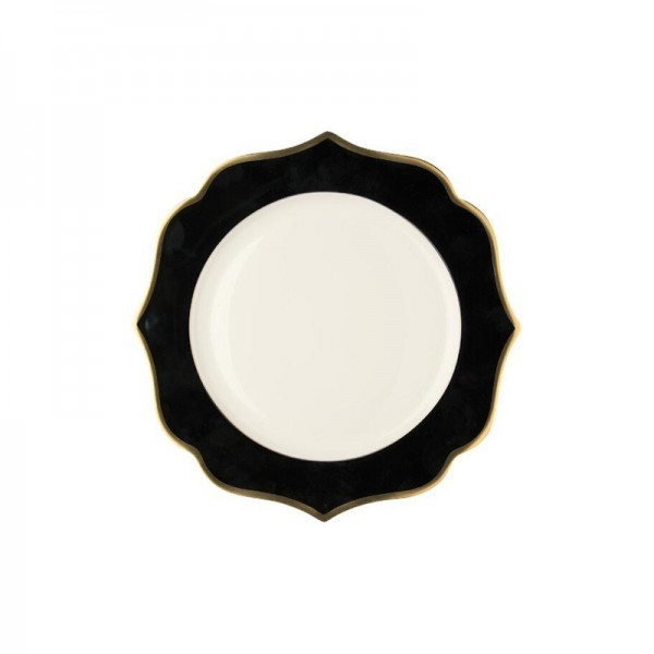Тарілка  кольору чорного із золотими обідками Ø 15 см  серия "EKATE"