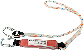 Мотузка з амортизатором і двома карабінами YATO 1.8 м Ø 12 мм YT-74236