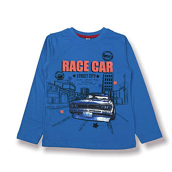 Дитячий реглан для хлопчика синій "race car" / 7-8 / 122-128