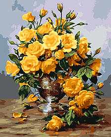 Картина за номерами Origami Жовті троянди в вазі LW 3014 40*50 виробництво Україна