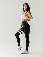 Комплект спортивного одягу (лосини+топ) чорний-білий