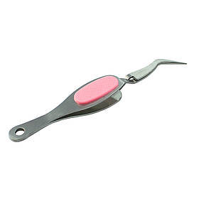 Професійний пінцет для брів зі зворотним затискачем преміумкласу Vicky Nail FP-10 Рожева вставка