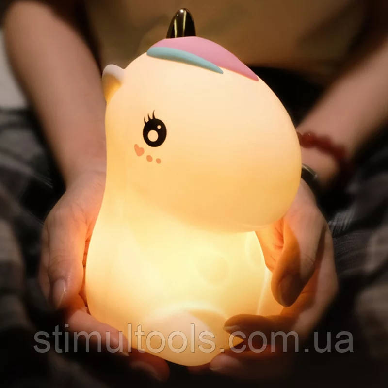 Силіконовий бездротовий світильник-нічник єдиноріг з USB, фото 1