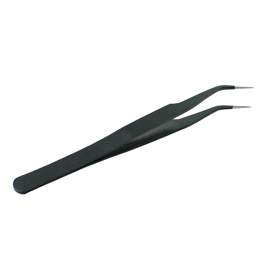 Пінцет для брів преміумкласу VickyNail Вигнутий ESD-15