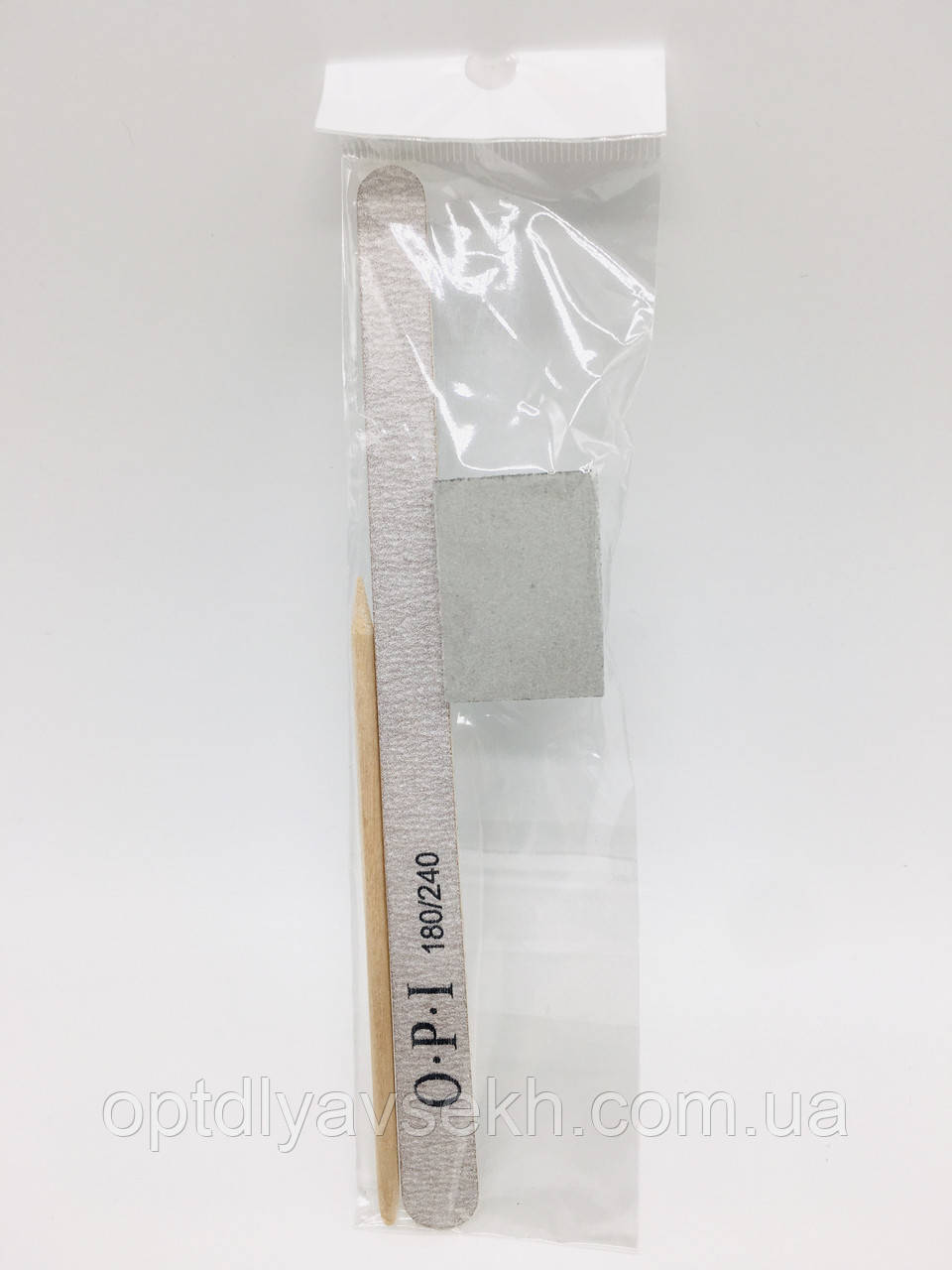 Одноразовий набір для манікюру і педикюру міні-баф + апельсинова паличка 11.5 см. + пилка крапля 180/240