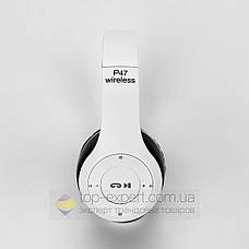 Бездротові Bluetooth-навушники P47 4.2+EDR білі накладні блютуз навушники, фото 4