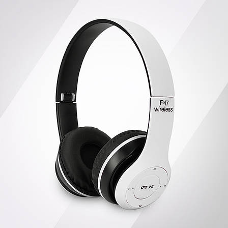 Бездротові Bluetooth-навушники P47 4.2+EDR білі накладні блютуз навушники, фото 1