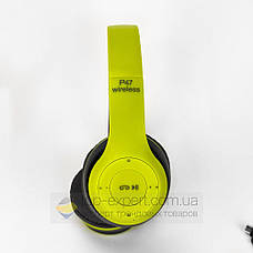 Бездротові Bluetooth-навушники P47 4.2+EDR Wireless headphones green накладні блютуз зелені, фото 6