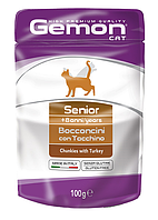 Gemon Cat Senior Wet Мясные кусочки в желе для пожилых кошек с индейкой 100 гр