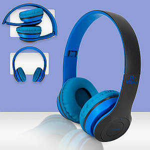Бездротові Bluetooth-навушники P47 4.2+EDR Wireless headphones blue накладні блютуз сині
