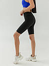 Спортивний комплект із ефектом трусиків (велосипедки+топ) синій-чорний, фото 3