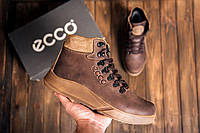 Зимові шкіряні спортивні черевики, кросівки на хутрі Nubuck Brown