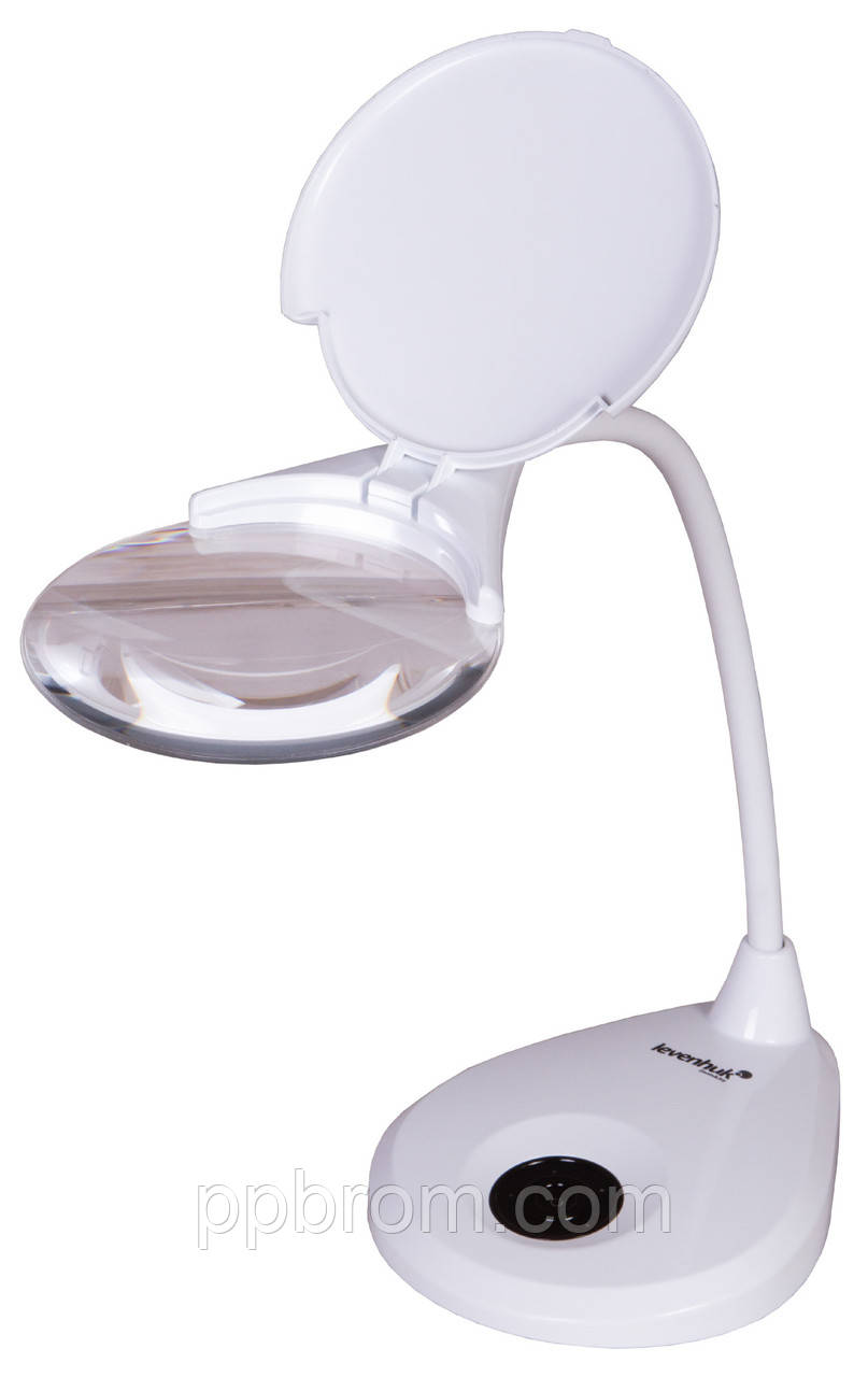 Лупа-лампа Levenhuk Zeno Lamp ZL13, біла Збільшення: 2х. Діаметр: 125 мм. Світлодіодна підсвітка