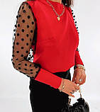 Нарядна кофта з рукавами в горошок, фото 4