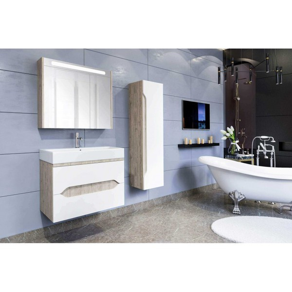 Підвісна тумба з умиванням. Veronis Ren 80х48х50 + дзеркало