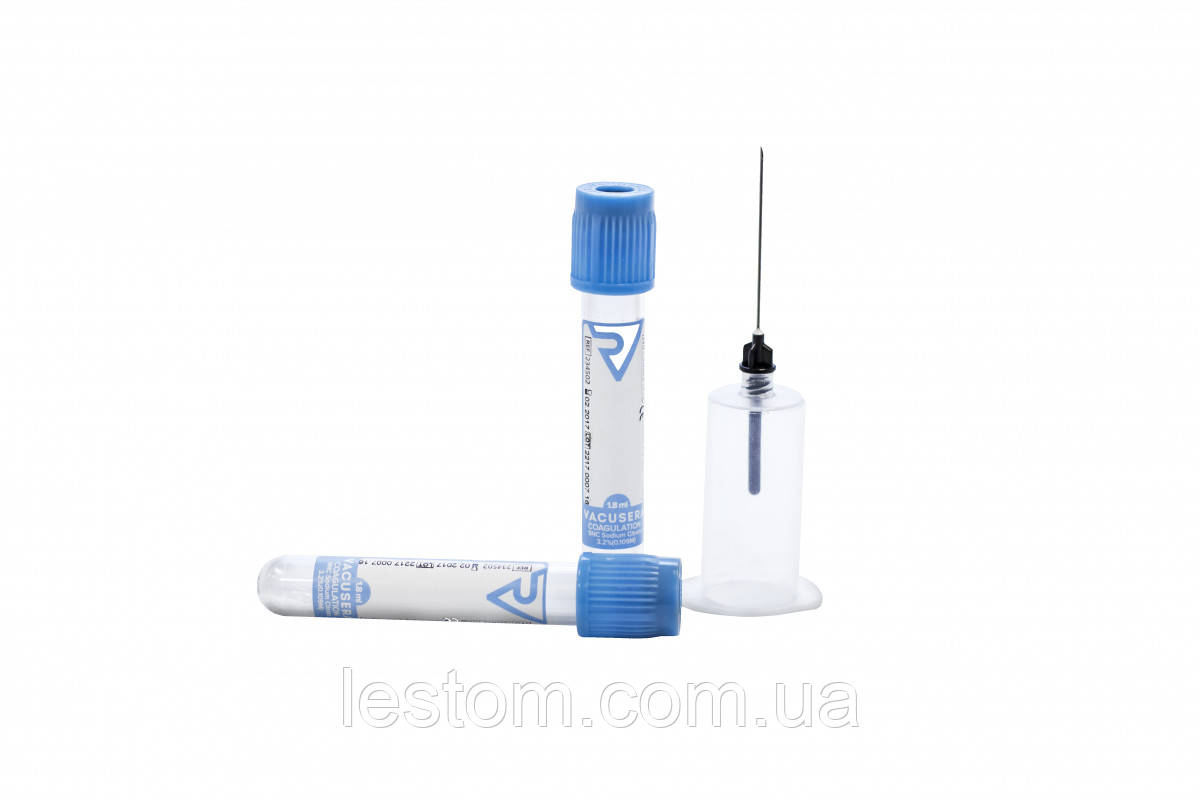 Пробірка 3,6 мл з цитратом натрію (3,8%), вакуумна ВОЛЕС блакитна 13x7 5мм, IVD, №100