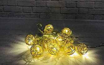 Гірлянда-нитка (String-Lights) Metal Ball 10WW-1 внутрішня, пров.:прозорий, 2м (Білий-теплий)