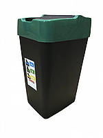 Ведро мусорное с крышкой черное 60л, Heidrun REFUSE Push&Up, 40*33*67см (HDR-1345А) Пластиковое Зеленое