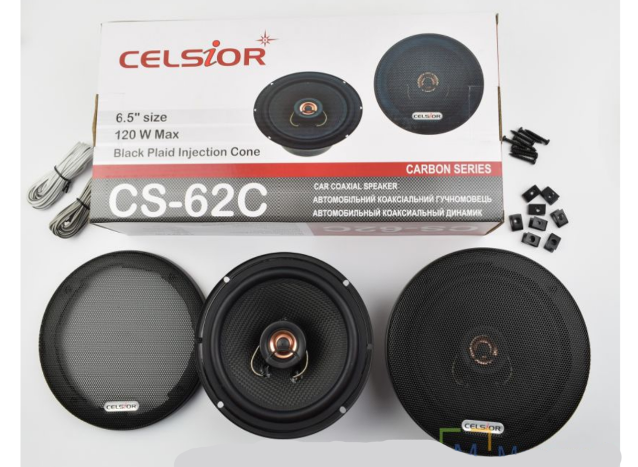Колонки в машину 16 см. 2-смуги "CELSIOR" Carbon 120wt чорні. Динаміки автомобільні 16 см