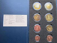 Набор монет 8 штук Словакия 2003 Проба Европроба большого размера сертификат капсулы UNC