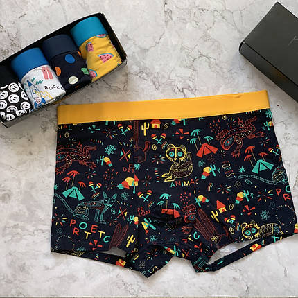Набір веселих кольорових трусів боксерів Man Underwear (5шт.) Бавовна Розмір, фото 2