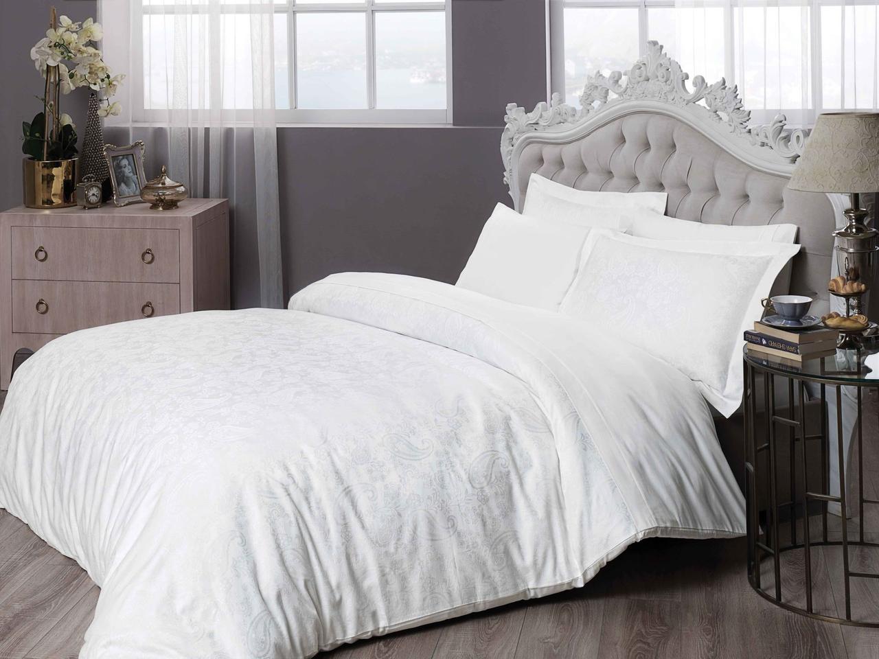 Двоспальний King Size комплект TAC Brinley White Жакард