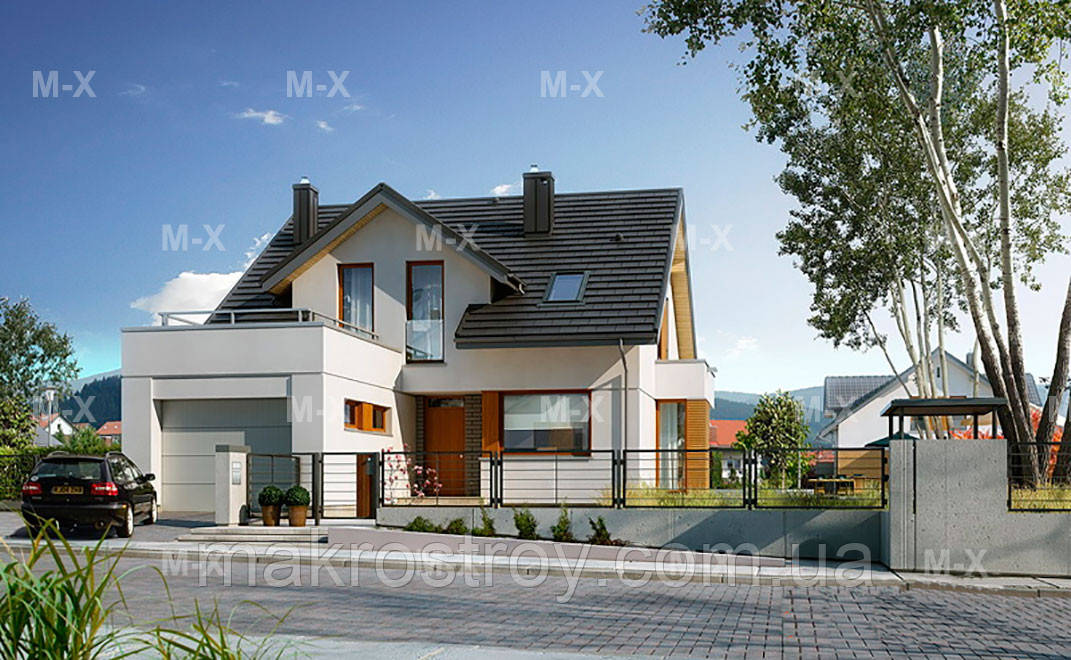 MS124. Проект класичного дому з мансардним поверхом, фото 1