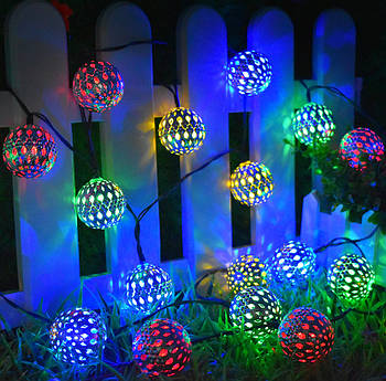 Світлодіодна гірлянда "Кульки" 20 LED Metal, Різнокольорова / Гірлянда новорічна